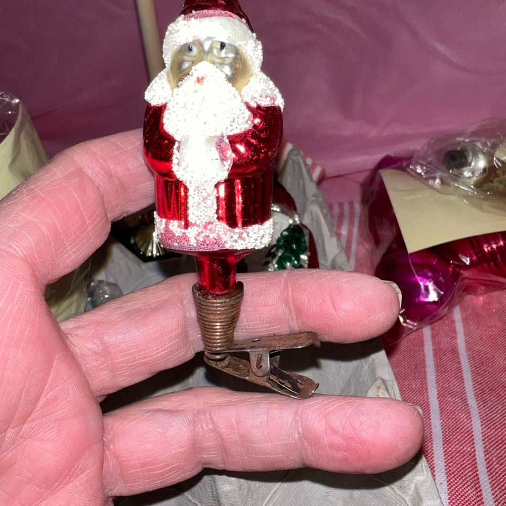 Antique Santa Claus Ornament Clip 3 pieces